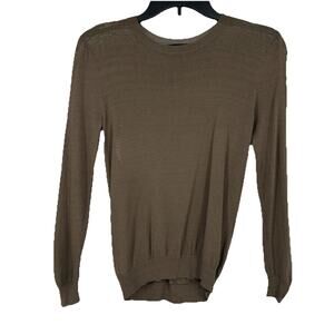Trouve Lightweight Sweater Top Brown Open Back Semi Sheer Long Sleeve Size XS